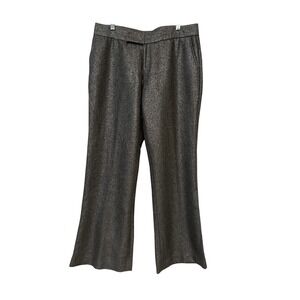 Bitten by SJP Sz 12 Silver Metallic Wool Blend Wide Leg Flare Pants Trousers Y2K